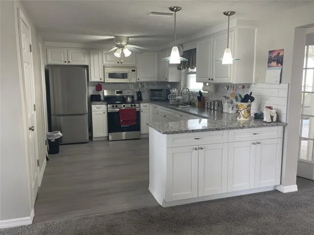 kitchen with stone counters