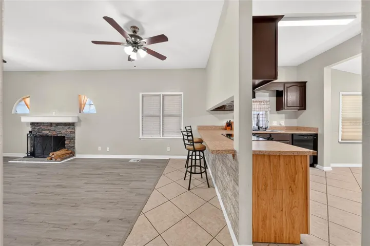 Kitchen with Living Room and Dining Room