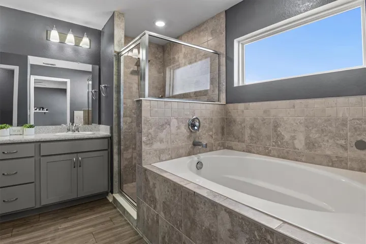 Primary bathroom with hard to find tub.