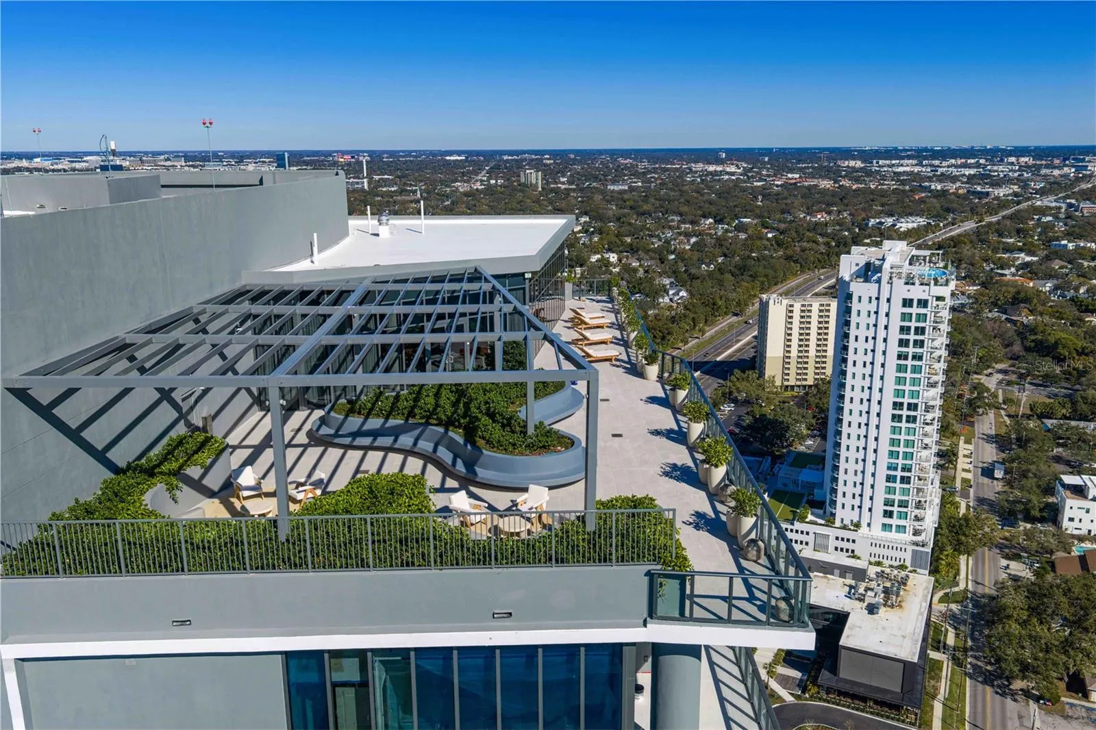 Rooftop sun deck overlooking the bay