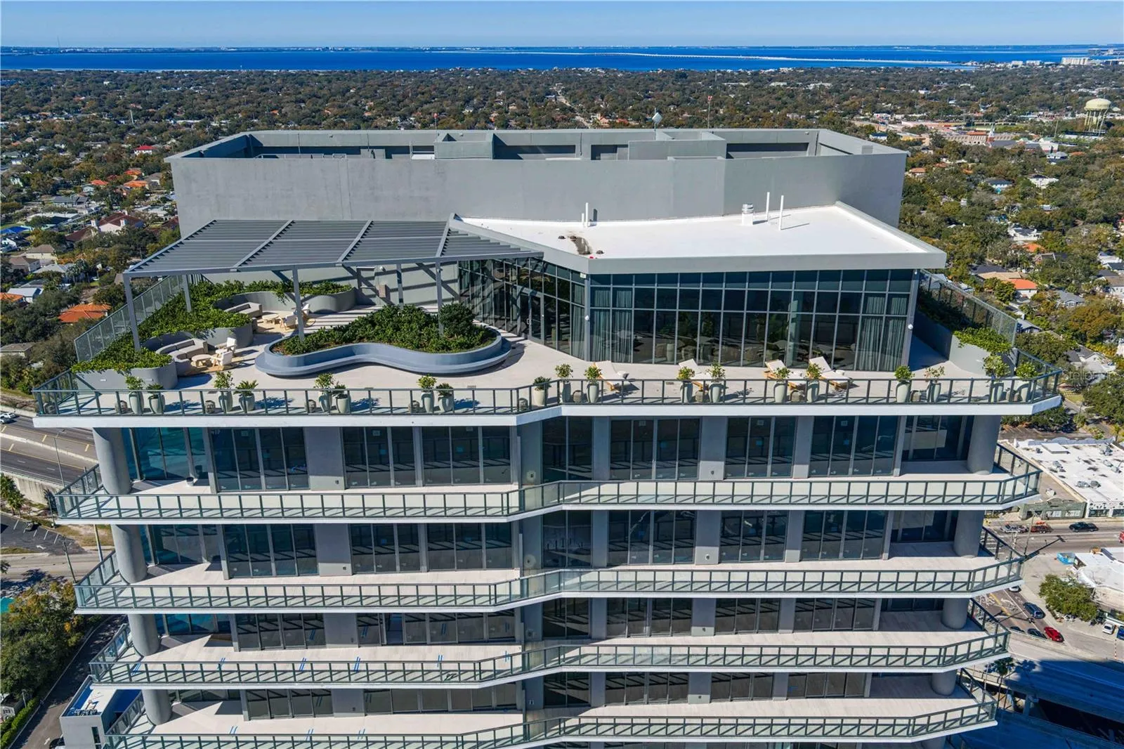 Rooftop sun deck overlooking the bay