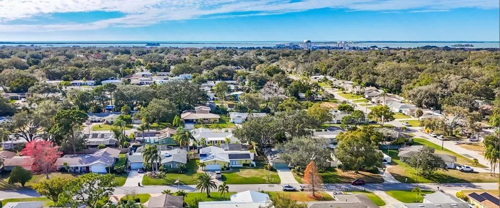 Aerial view above home looking toward Honeymoon Island.