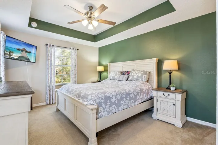 Primary Bedroom with coffered ceilings