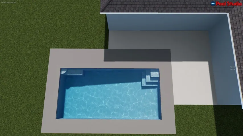 12x24 pool design shown for example  only.  VIRTUALLY STAGED Pool is not included in list price. Pool package is available separately—see estimate for details.