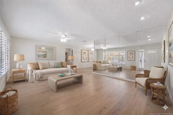 Virtually staged to represent flooring allowance offered by seller