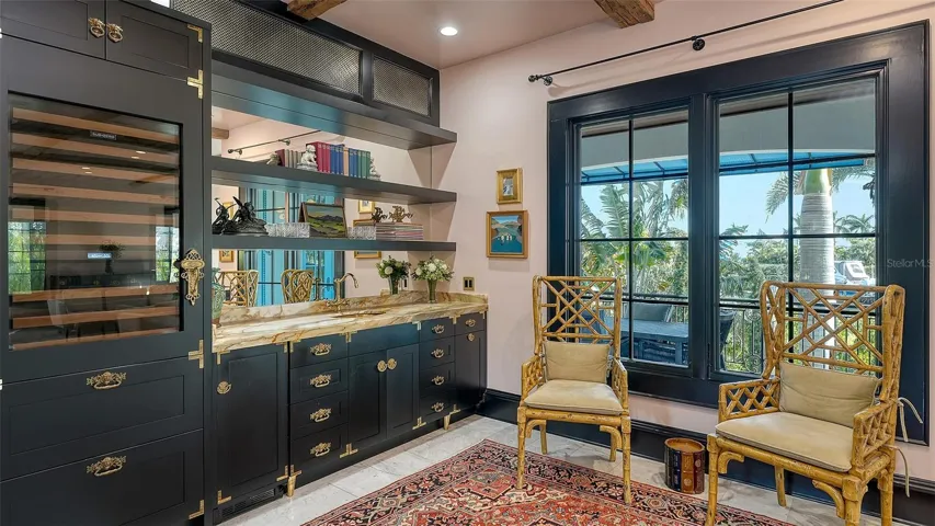 Custom wet bar with wine storage