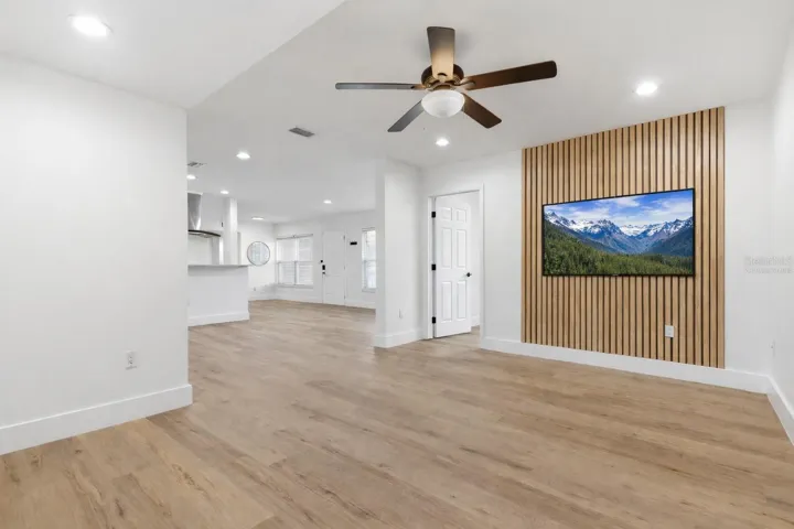 Virtually staged TV. TV wall mount installed and conveys
