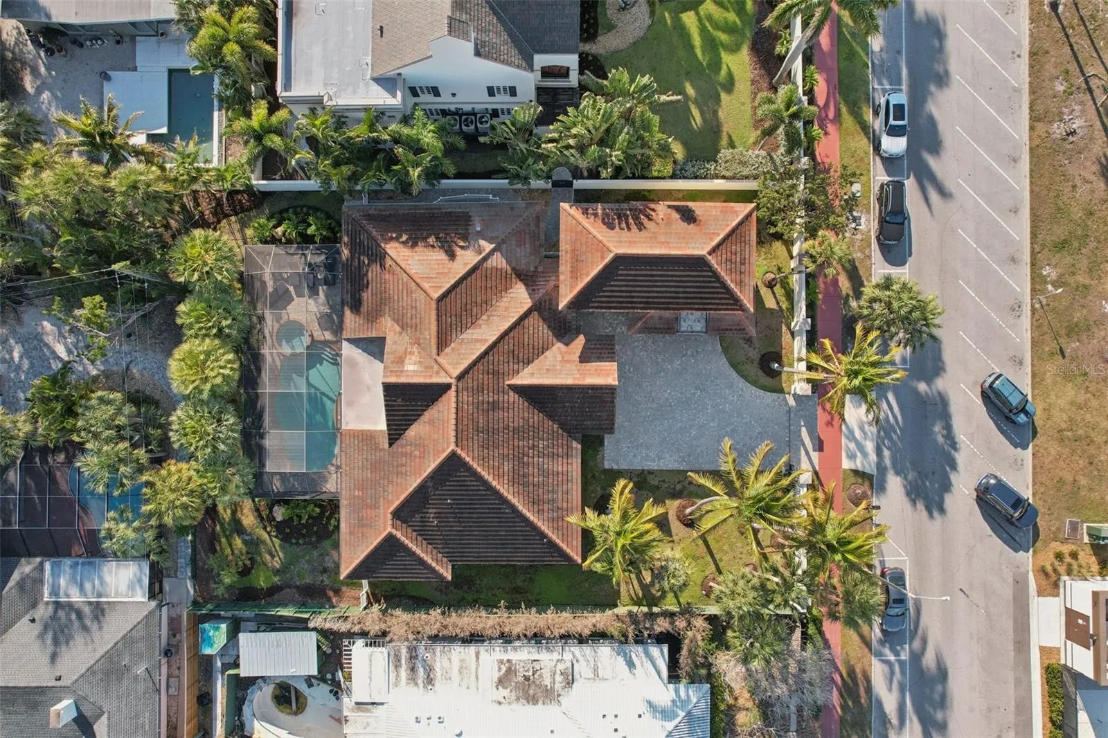 Aerial view of the house