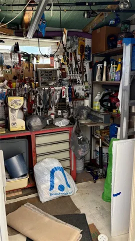 Storage shed off driveway