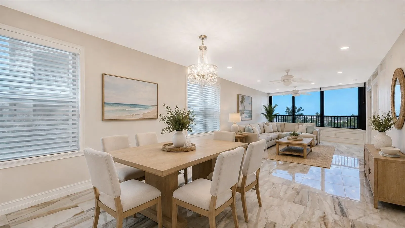 virtually staged living / dining area