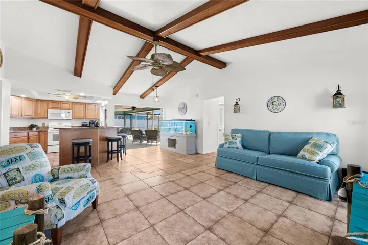 Soaring Vaulted Ceiling in the Family Room