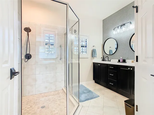 Large Tile and Glass Shower, Private Enclosed Water Closet