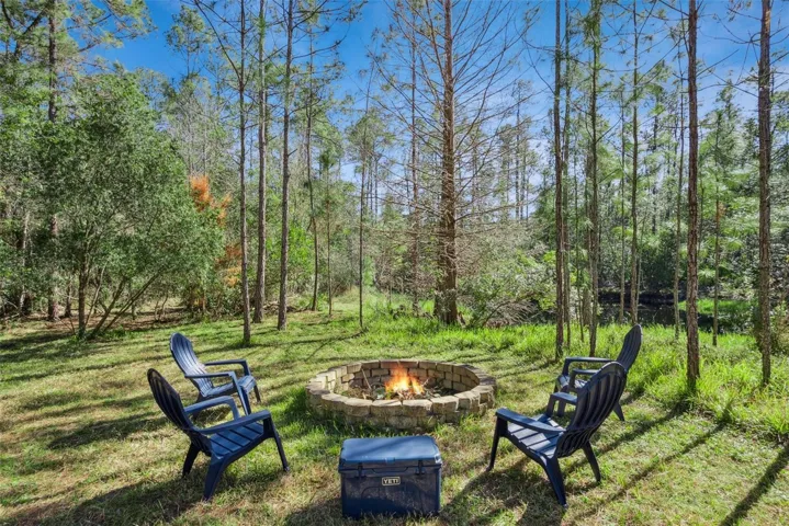 Custom Firepit w/ View of Private Pond