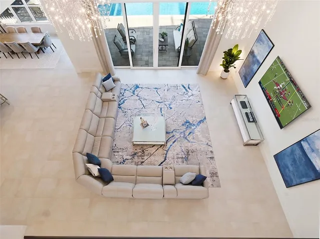 View of Family Room from Staircase Landing