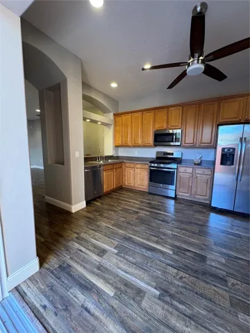 Kitchen with stainless steel appliances