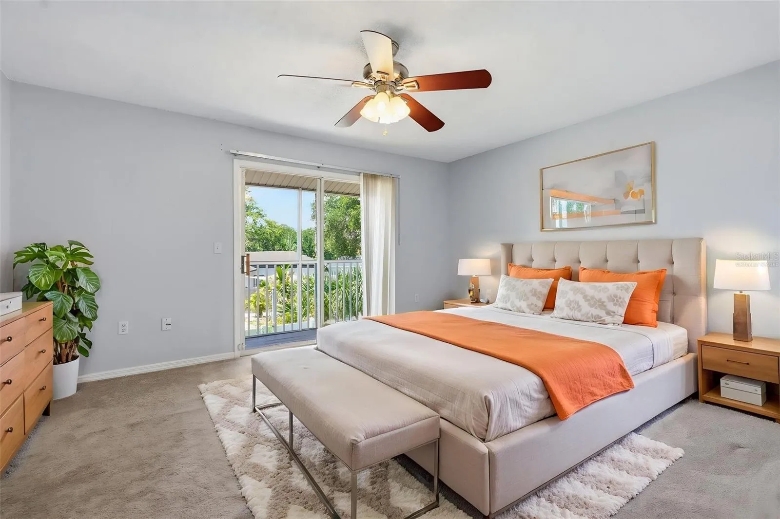 Master bedroom. Virtually stagedSliders to a balcony