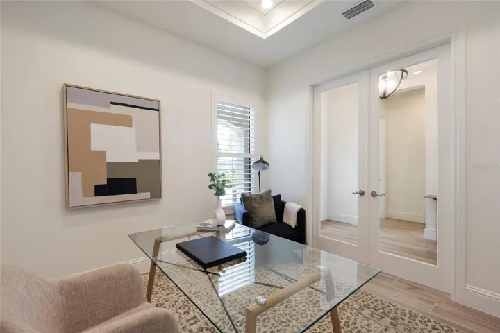 Private office at front of home