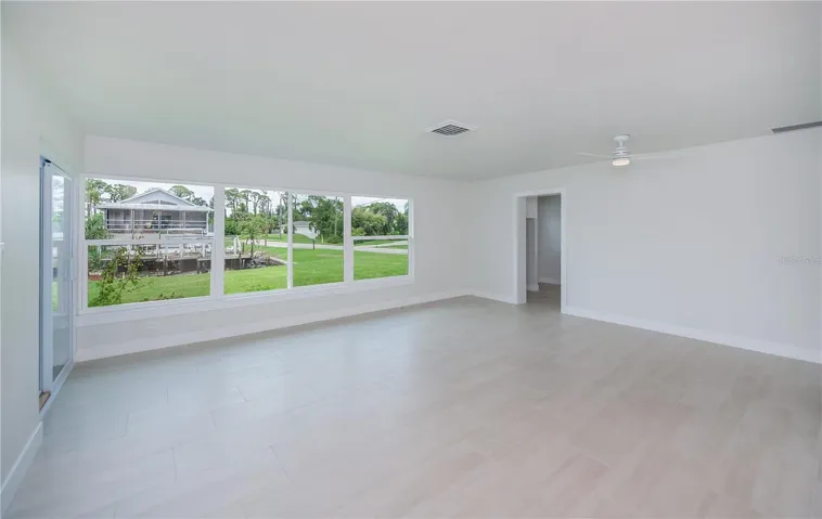 Living room overlooking the waterway