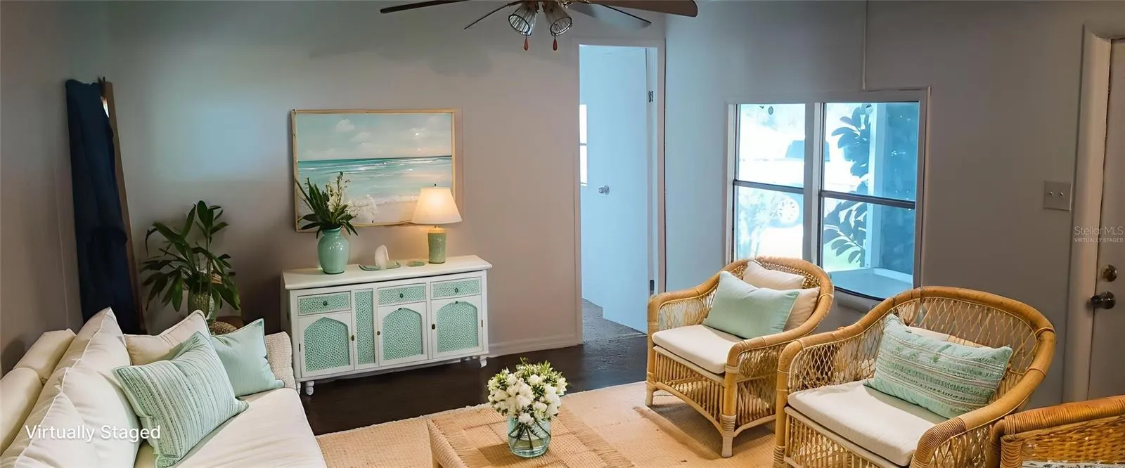 living room virtually staged