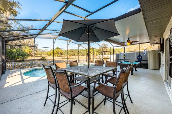 Large covered lanai.