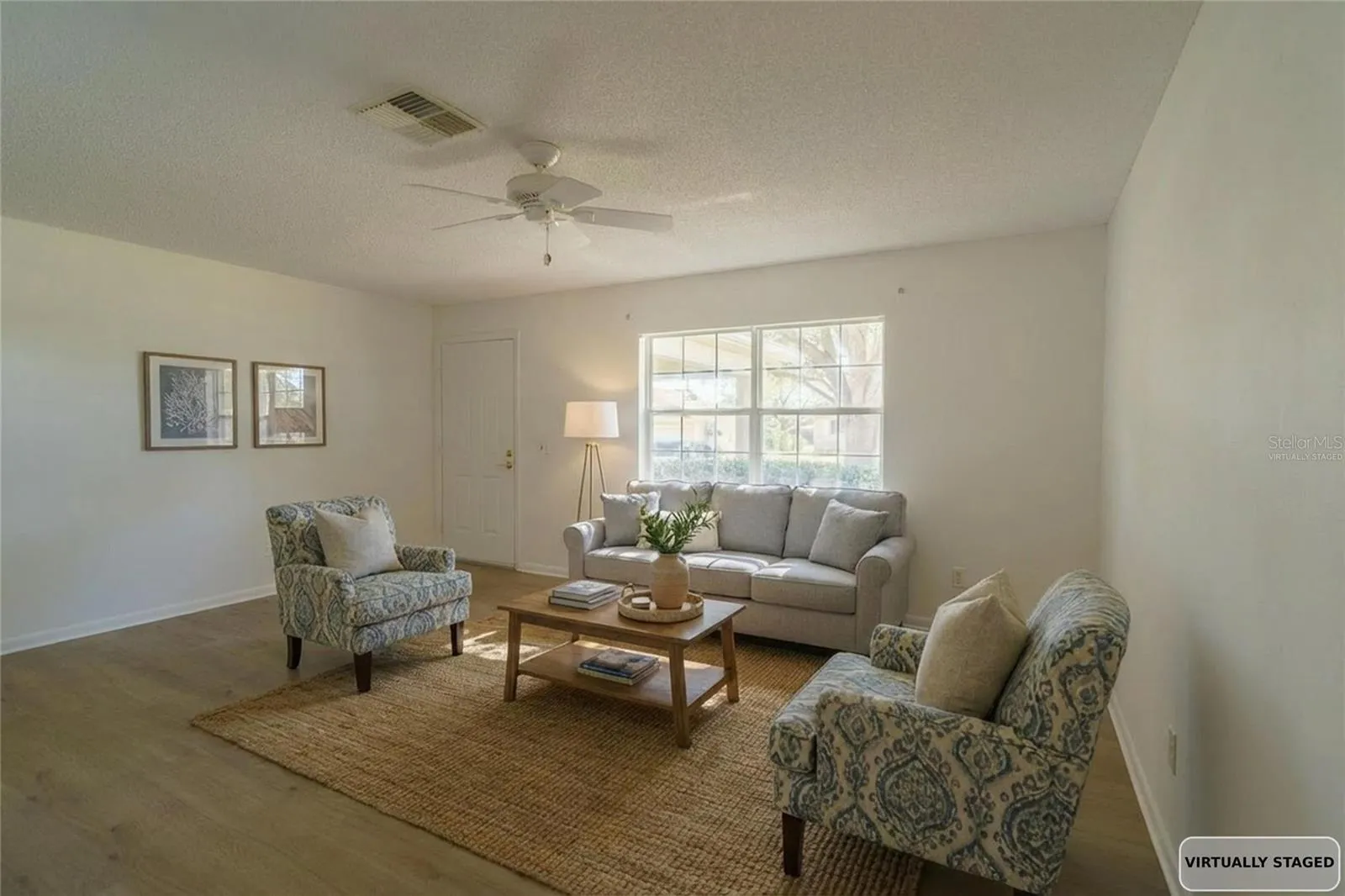 Great room virtually staged
