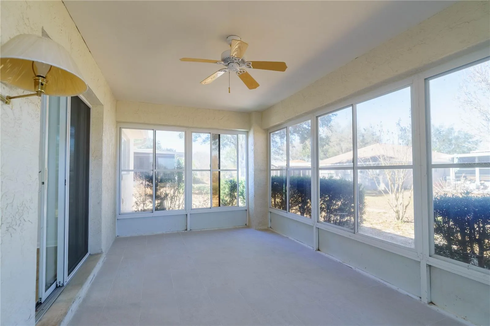 Newly tiled enclosed porch