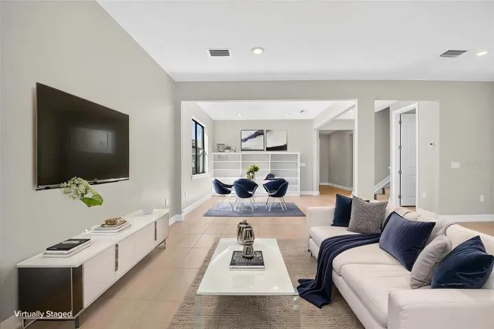 First floor family room virtually staged