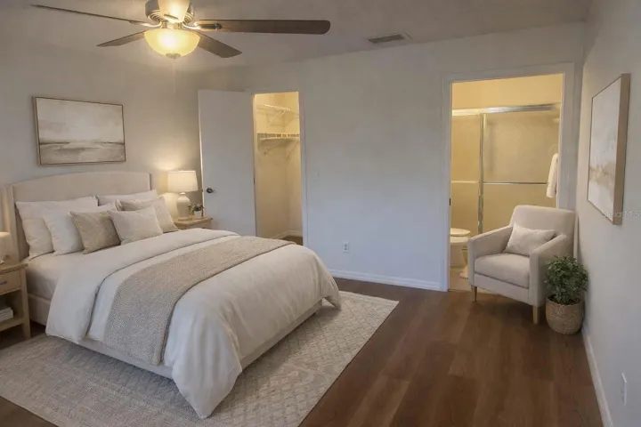 Primary Bedroom with En-Suite Bathroom and Large Walk-in Closet