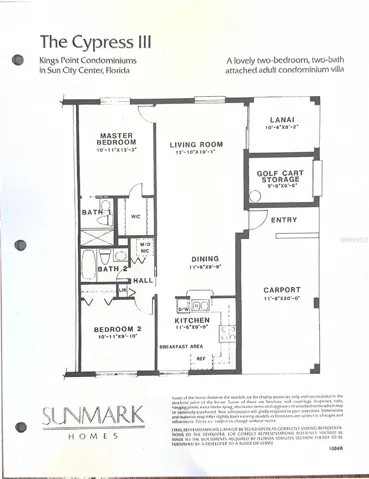 Floorplan for this home Cypress III