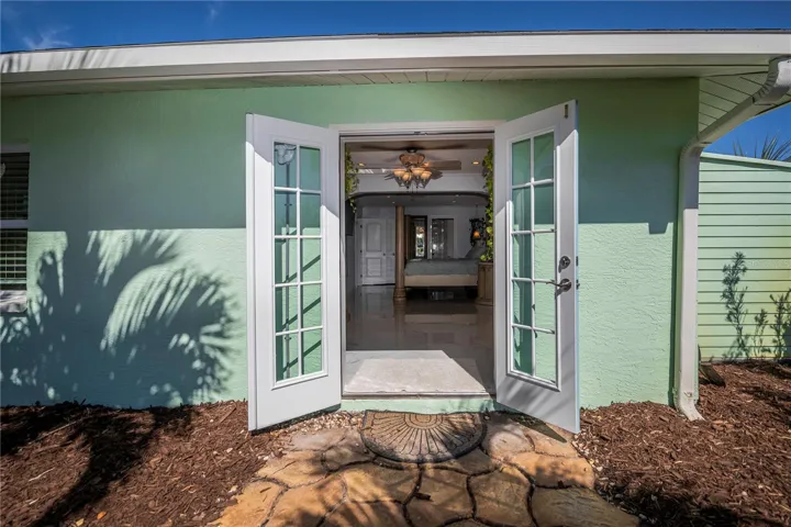 French doors into the master bedroom