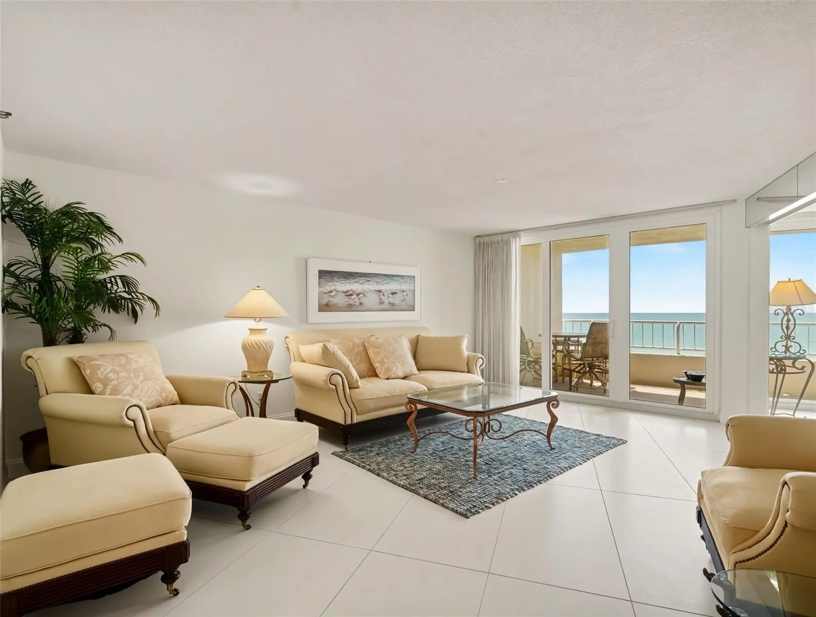 Living Room overlooks balcony and Gulf
