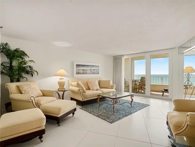 Living Room overlooks balcony and Gulf