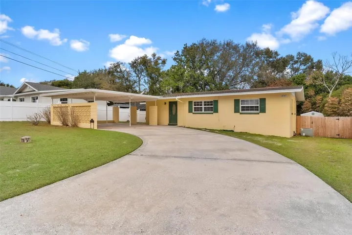 Front View of home, with view of double carport