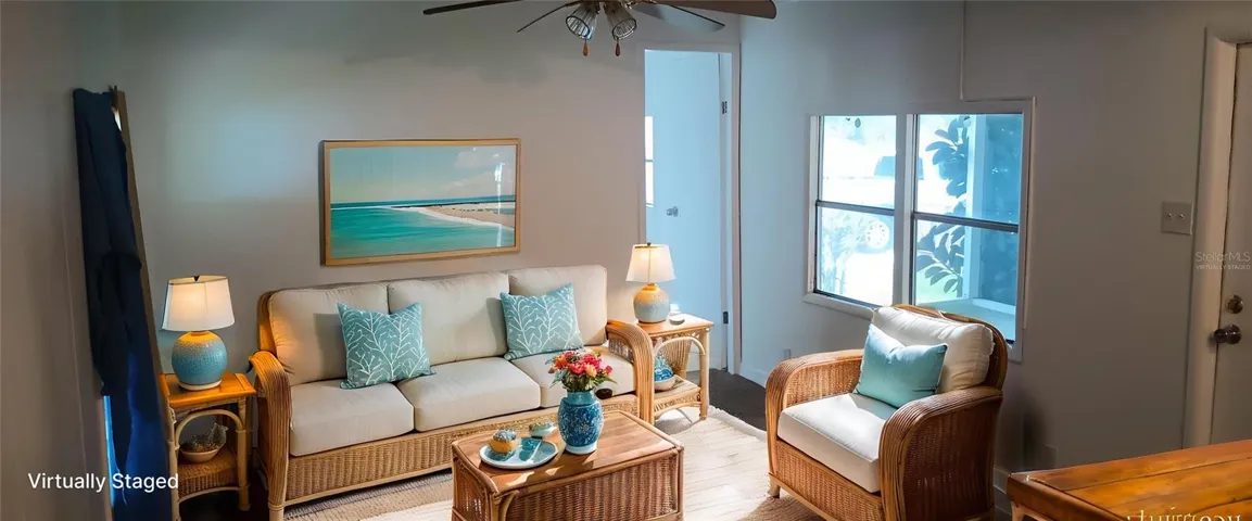 Virtually staged living room