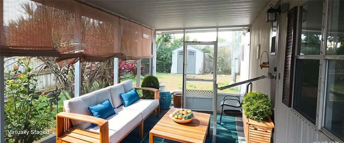 virtually staged screened porch