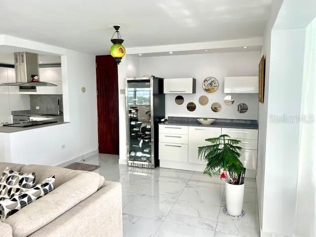 dry bar , entrance and  kitchen counter top area