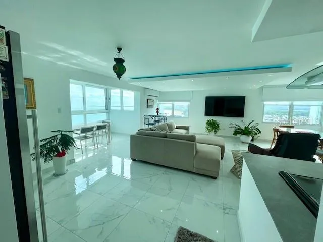 living and balcony areas