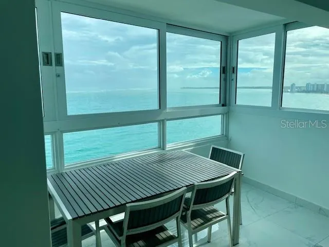 enclosed balcony area and view