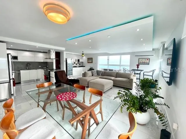 living, dining and kitchen