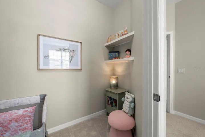 Guest bedroom 2 large walk-in closet currently used as a nursery.