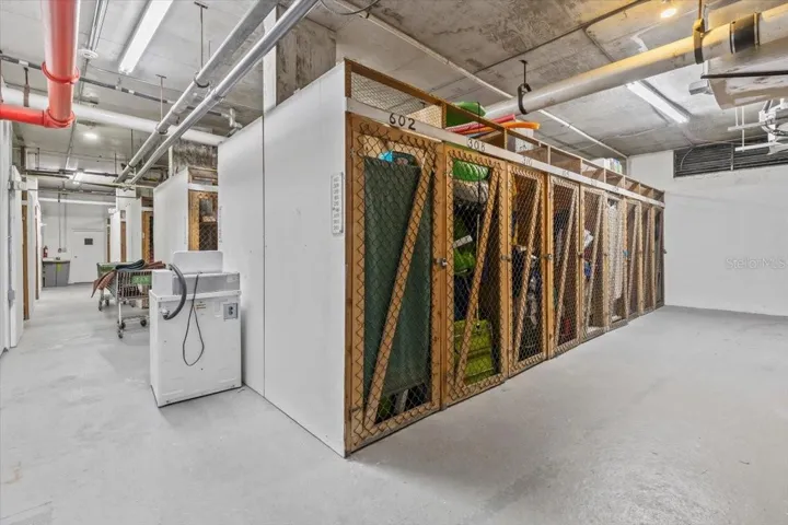 Climate-controlled, secure storage area with individual locked cages—perfect for keeping beach gear, bikes, and seasonal items organized and protected.