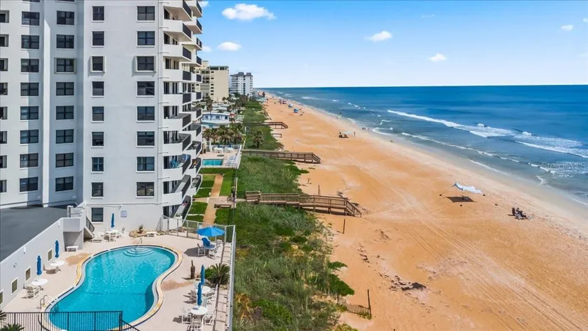 Ocean views, with pool overlooking the beach.