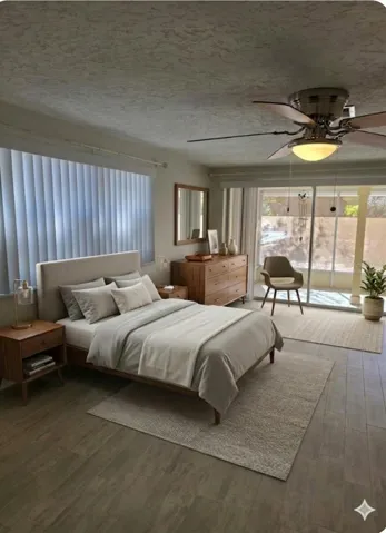 Virtually staged master bedroom