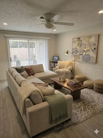 Virtually staged family room