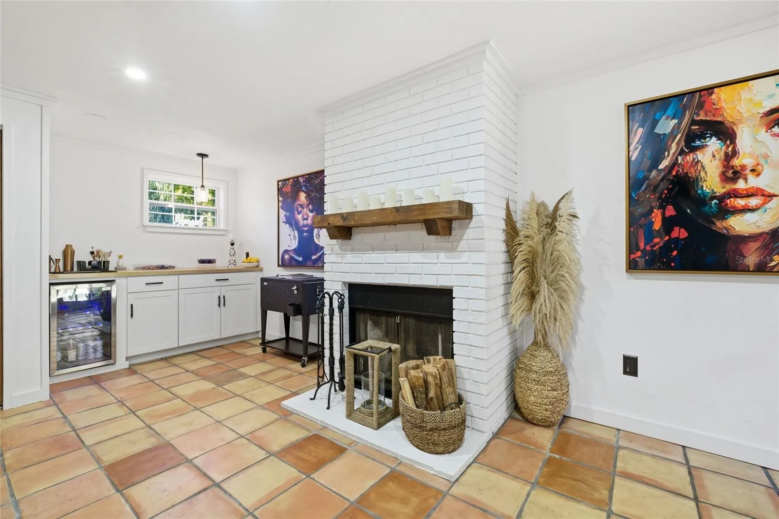 Main House - Built in Bar in Dining or Second Living Space with Fireplace