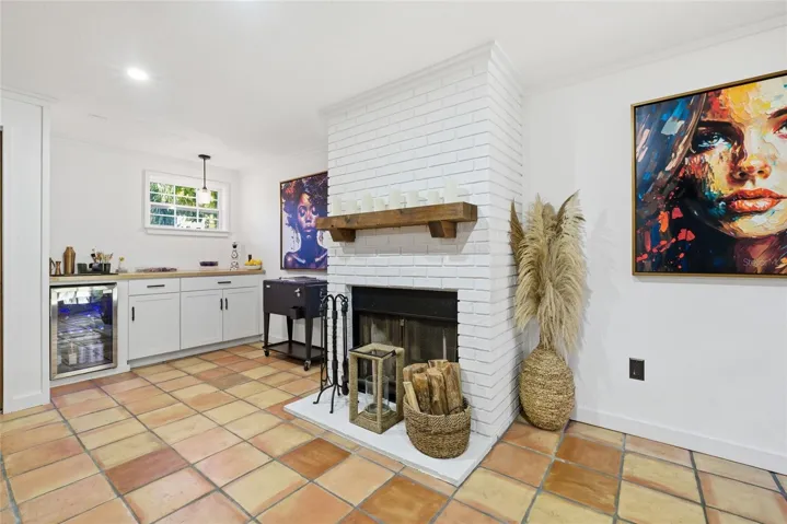 Main House - Built in Bar in Dining or Second Living Space with Fireplace