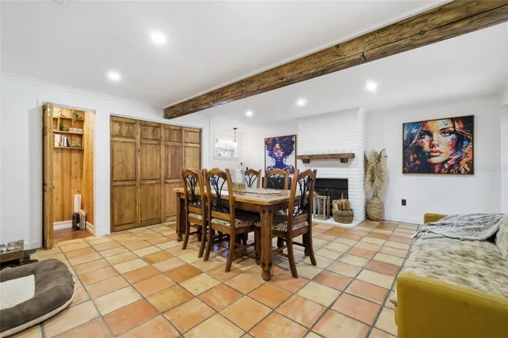 Main House - Dining or Second Living Space with Fireplace