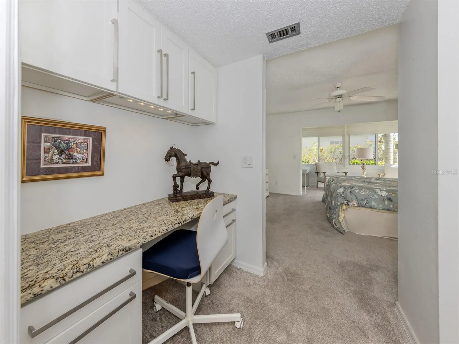 The built in desk in the master is the perfect for a small office utilizing the space so efficiently