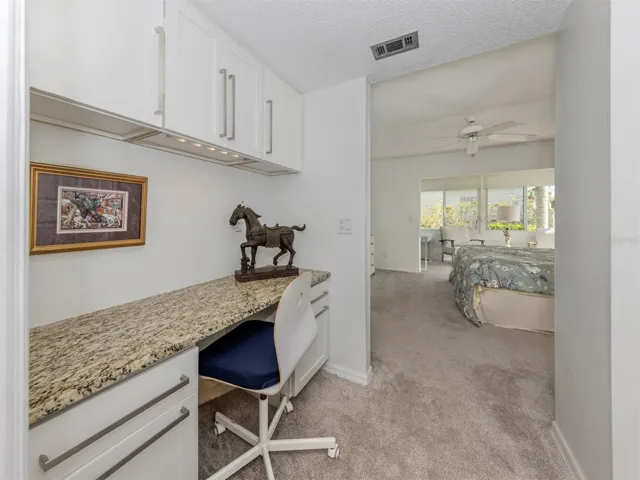 The built in desk in the master is the perfect for a small office utilizing the space so efficiently