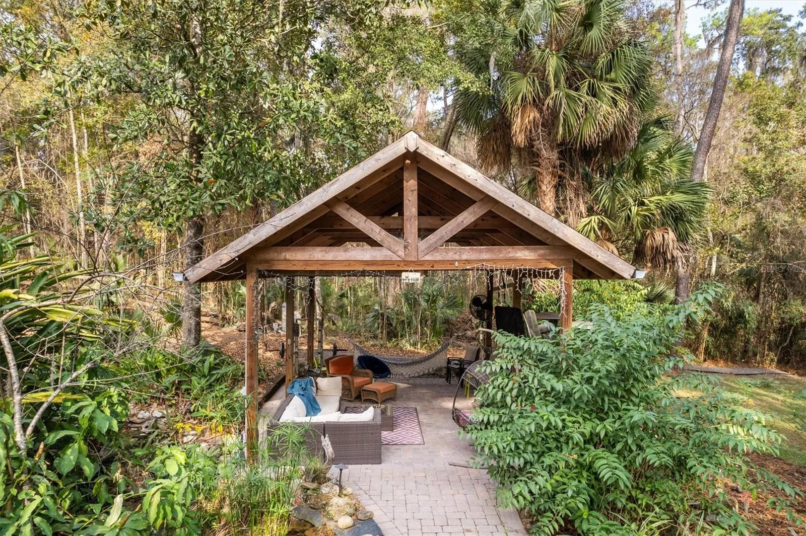 Cabana near the water feature
